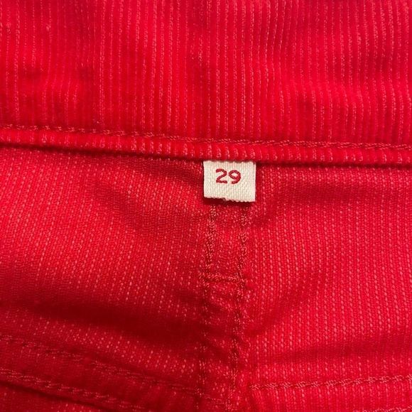Levi’s Premium Women’s Red Corduroy White Tab Straight Mini Skirt Size 29 - Picture 11 of 13